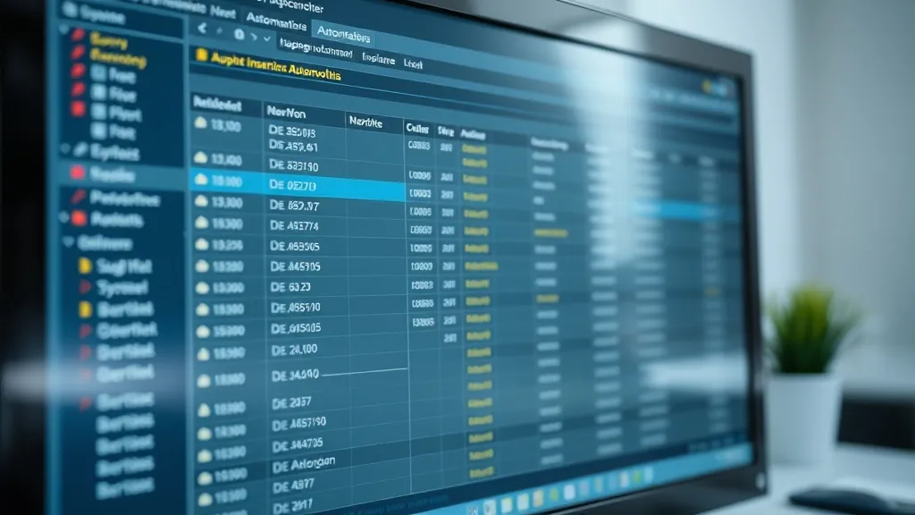 A close-up of a professional computer screen showing a datab